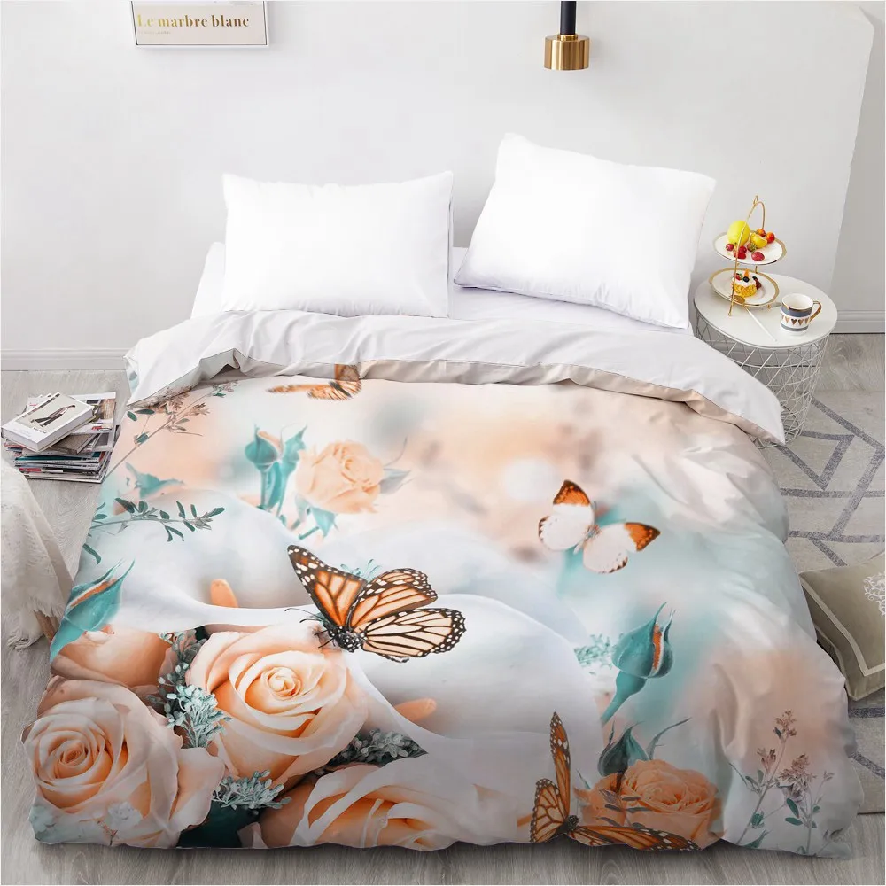 

3D Duvet Cover Custom 140x200 200x200 Comforter/Quilt/Blanket case Adult Queen King Bedding For Wedding Floral Microfiber