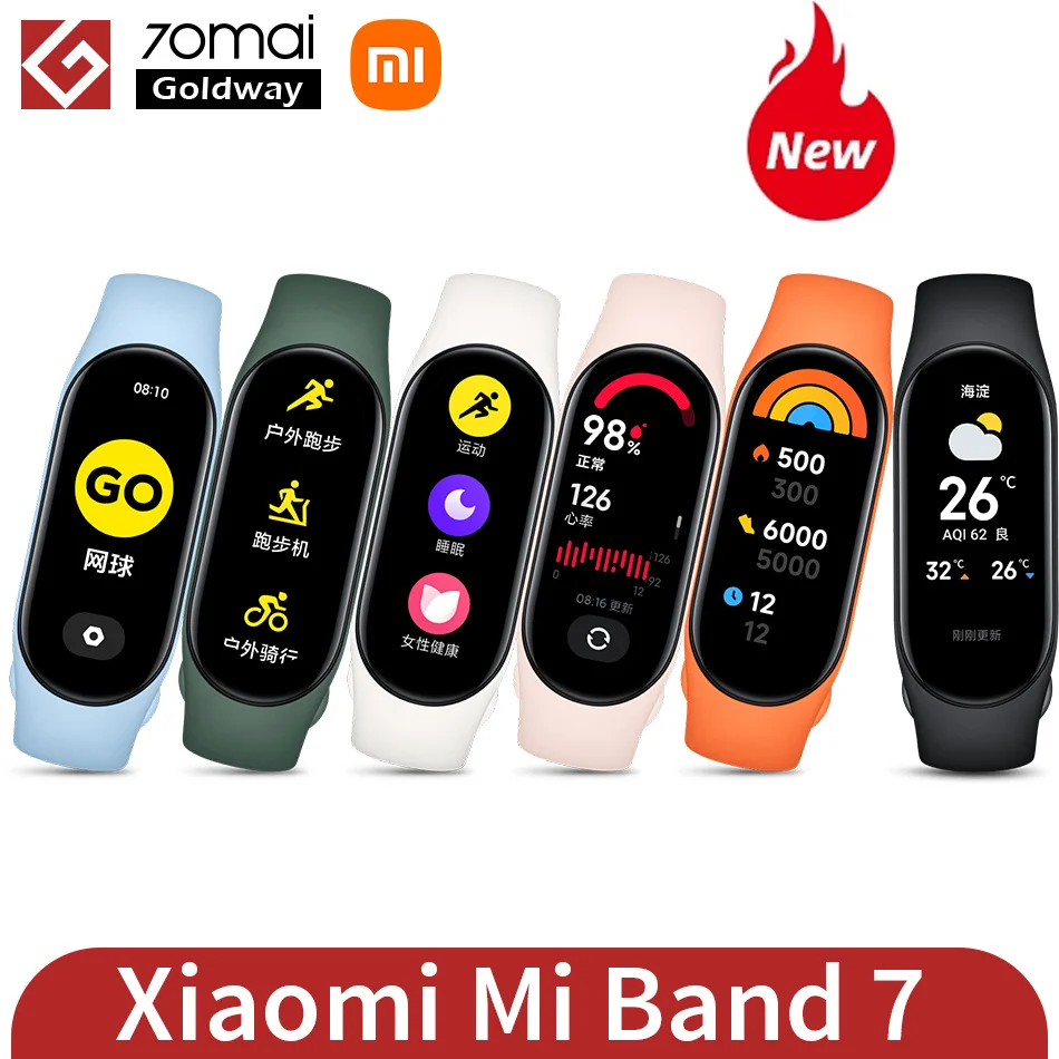 

Xiaomi Mi Band 7 Smart Bracelet 6 Color 1.62″ AMOLED Screen Blood Oxygen Fitness Tracker Bluetooth Waterproof MI Wristband Band7