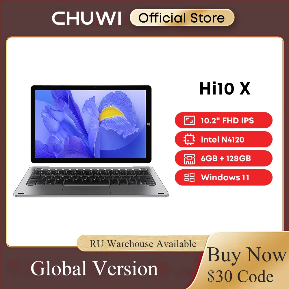 

CHUWI Hi10 X 10.1" 1920x1200 Resolution Intel Celeron N4120 CPU 6GB RAM 128GB ROM Windows 10 Tablet with Full Metal Body