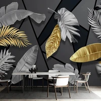 custom mural wallpaper tropical plant leaves modern 3d geometric living room tv background wall sticker papel de parede 3d sala