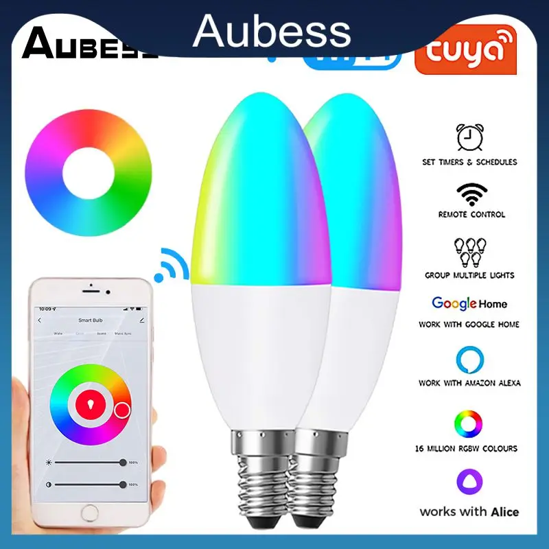 

Timer Wifi Candelabra Lamp Dimmable Tuya Smart Lamp Voice Control Wifi Smart Light Bulb With Alexa Google Home Alice