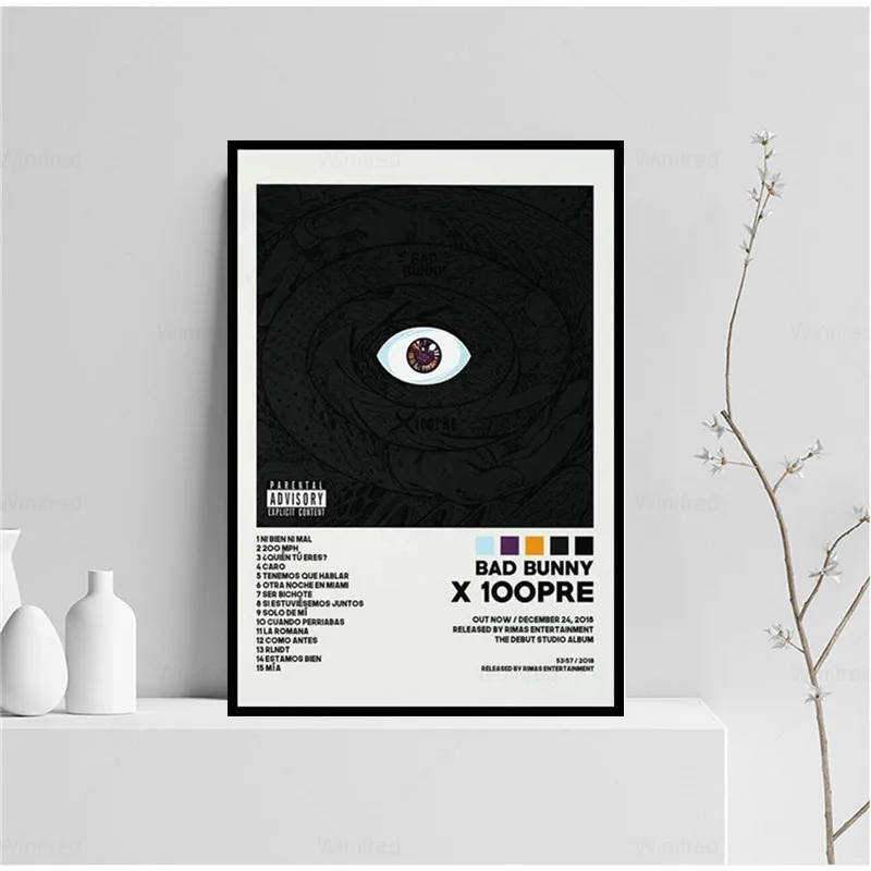 

Bad Bunny Rap Music Album Cover Poster X 100PRE Wall Art Picture Prints for Living Room Home Decorative Canvas Painting