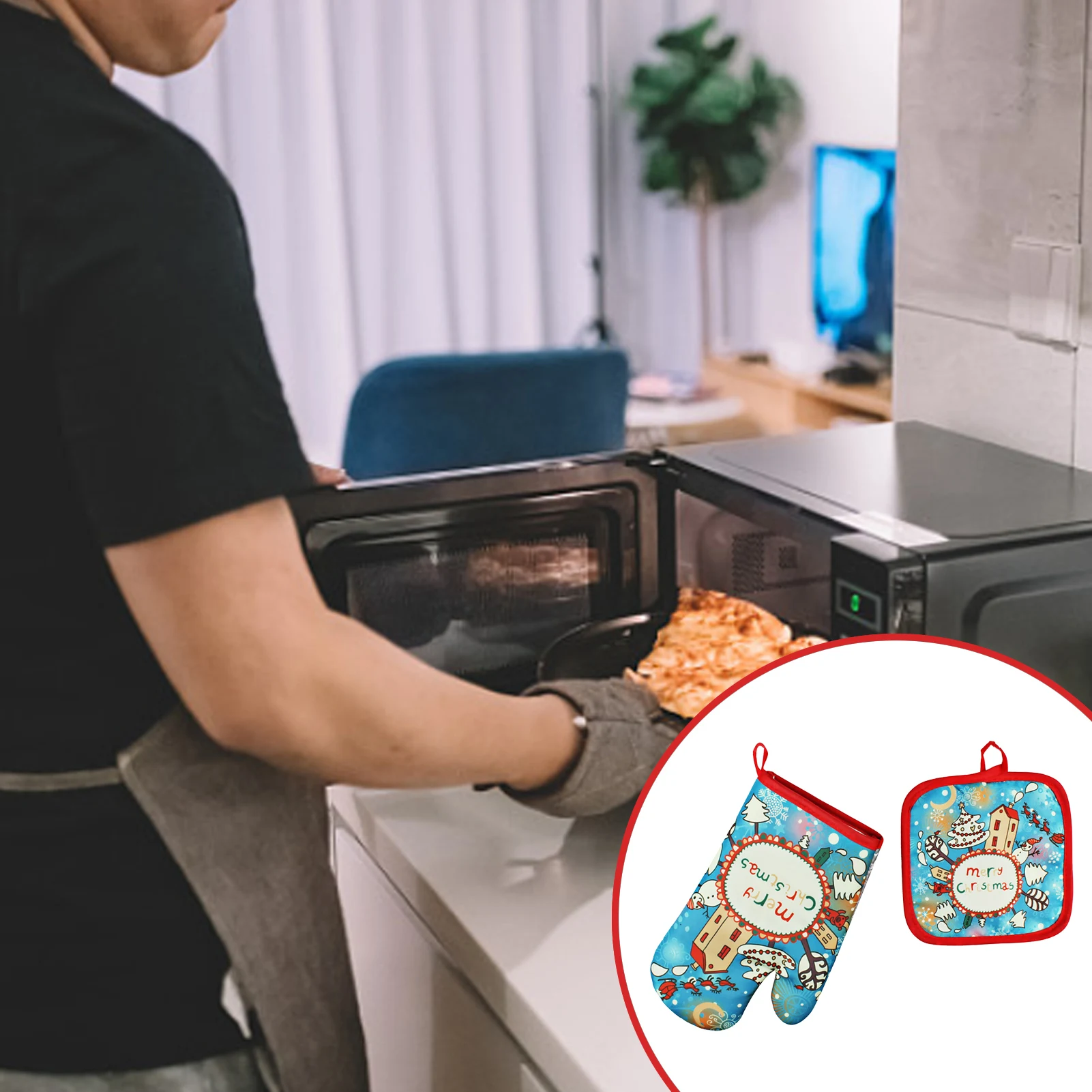 

Перчатки для выпечки с теплоизоляцией, перчатки для печи с горячими подушечками, Нескользящие, моющиеся, для приготовления пищи, гриля, выпе...