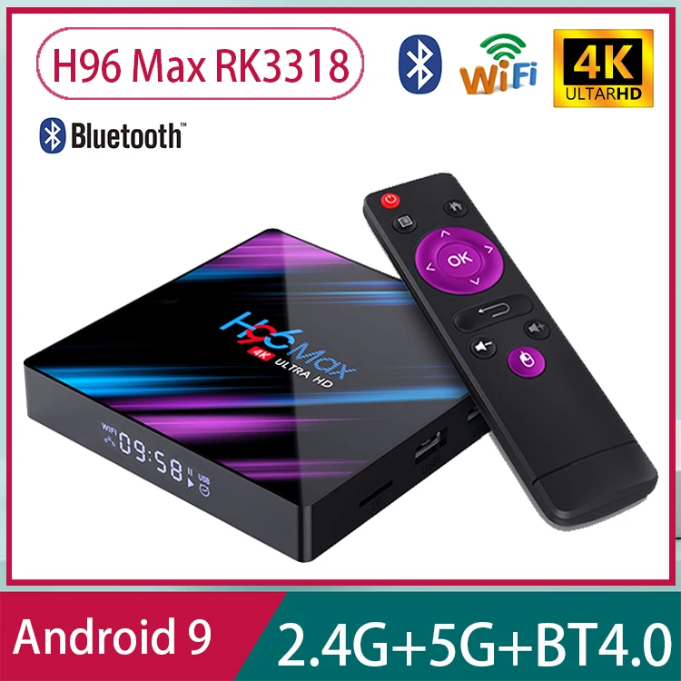 

Приставка Смарт-ТВ H96 MAX, Android 10,0, 4 + 64 ГБ, 2,4 ГГц