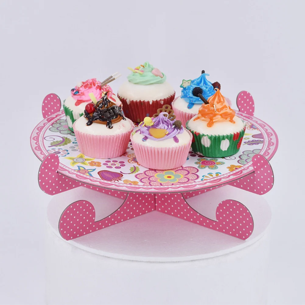 

Collapsible Paper Cake Stand One-Tier Round Cupcake Snack Storage Rack Stand Tray Wedding Birthday Party Supplies )
