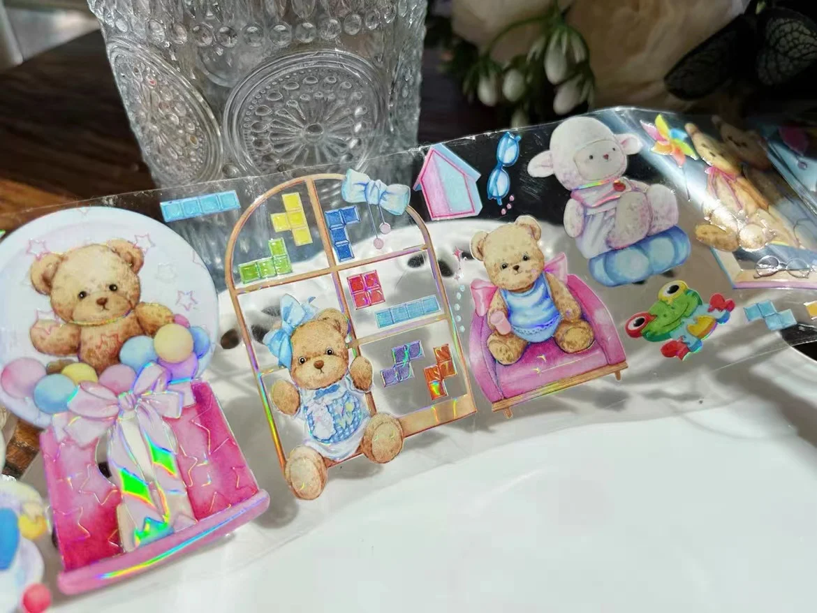 

Lovely Bear Doll Paradise Shiny Washi PET Tape Planner DIY Card Making Scrapbooking Plan Decorative Sticker