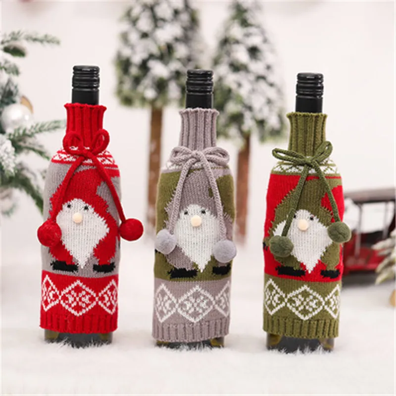 

Рождественская атмосфера, набор бутылок для красного вина с Санта-Клаусом, Романтические Рождественские украшения для ресторана