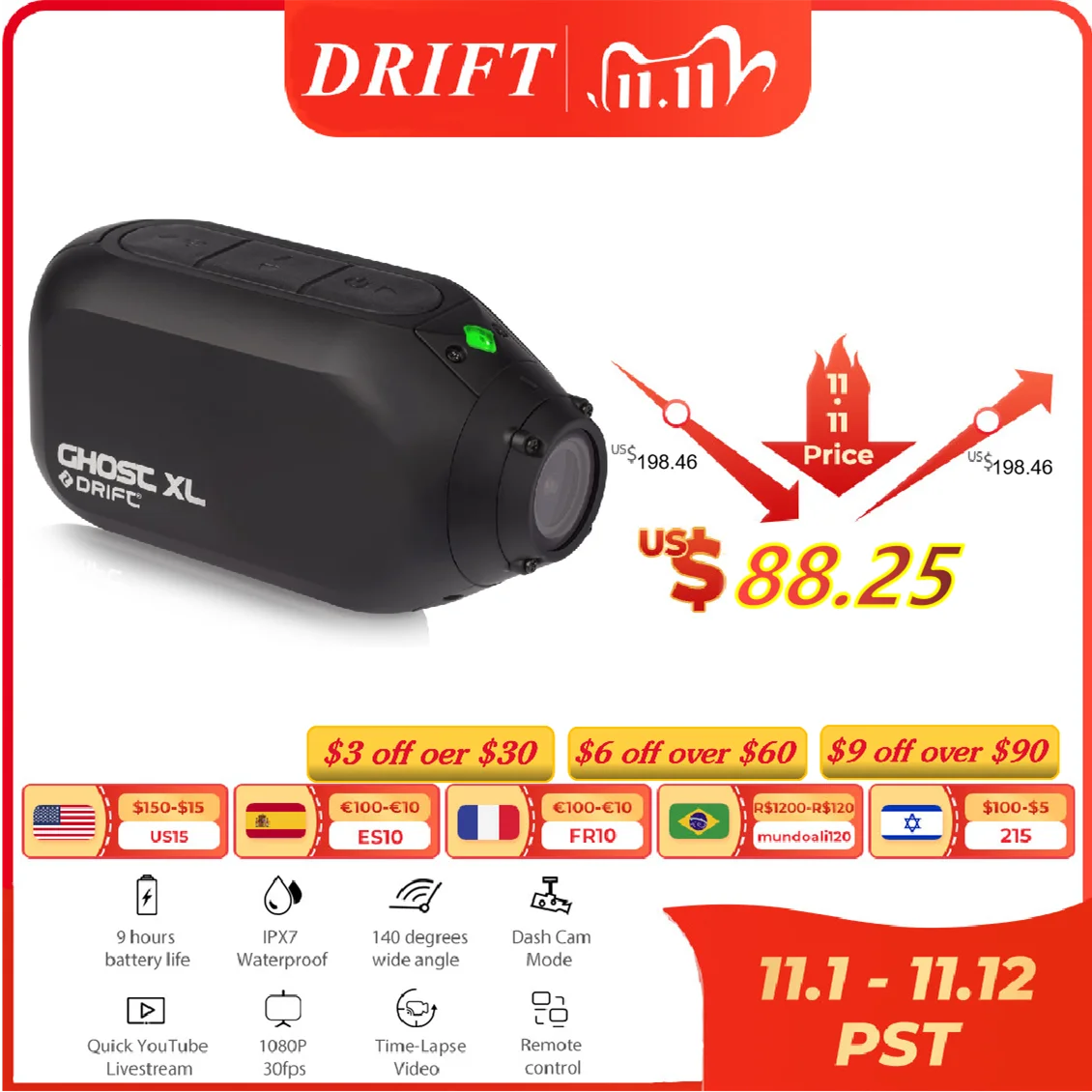 Najtaniej Drift Ghost XL Sport Kamera Akcji Wodoodporny Strumień Na żywo Vlog 1080P Motocykl Poręczny Rower Podróży Kask Cam WiFi Tanie Drift Ghost XL Sport Kamera Akcji Wodoodporny Strumień Na żywo Vlog 1080P Motocykl Poręczny Rower Podróży Kask Cam WiFi