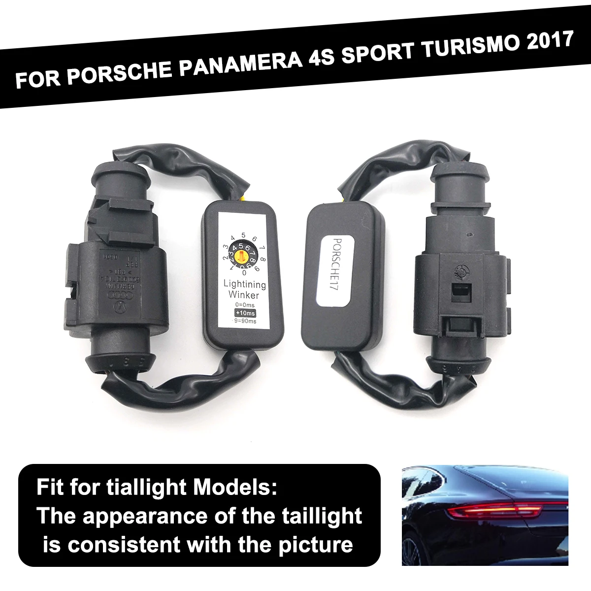 

LED Taillight Dynamic Turn Signal Indicator 2Pcs Black Add-on Module Cable Wire Harness For PORSCHE Panamera 4S Sport Turismo