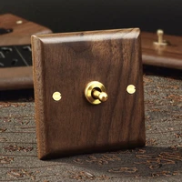 1 4 gang 2 way black walnut solid wood toggle switch brass lever wall lamp switch for home improvement free shipping