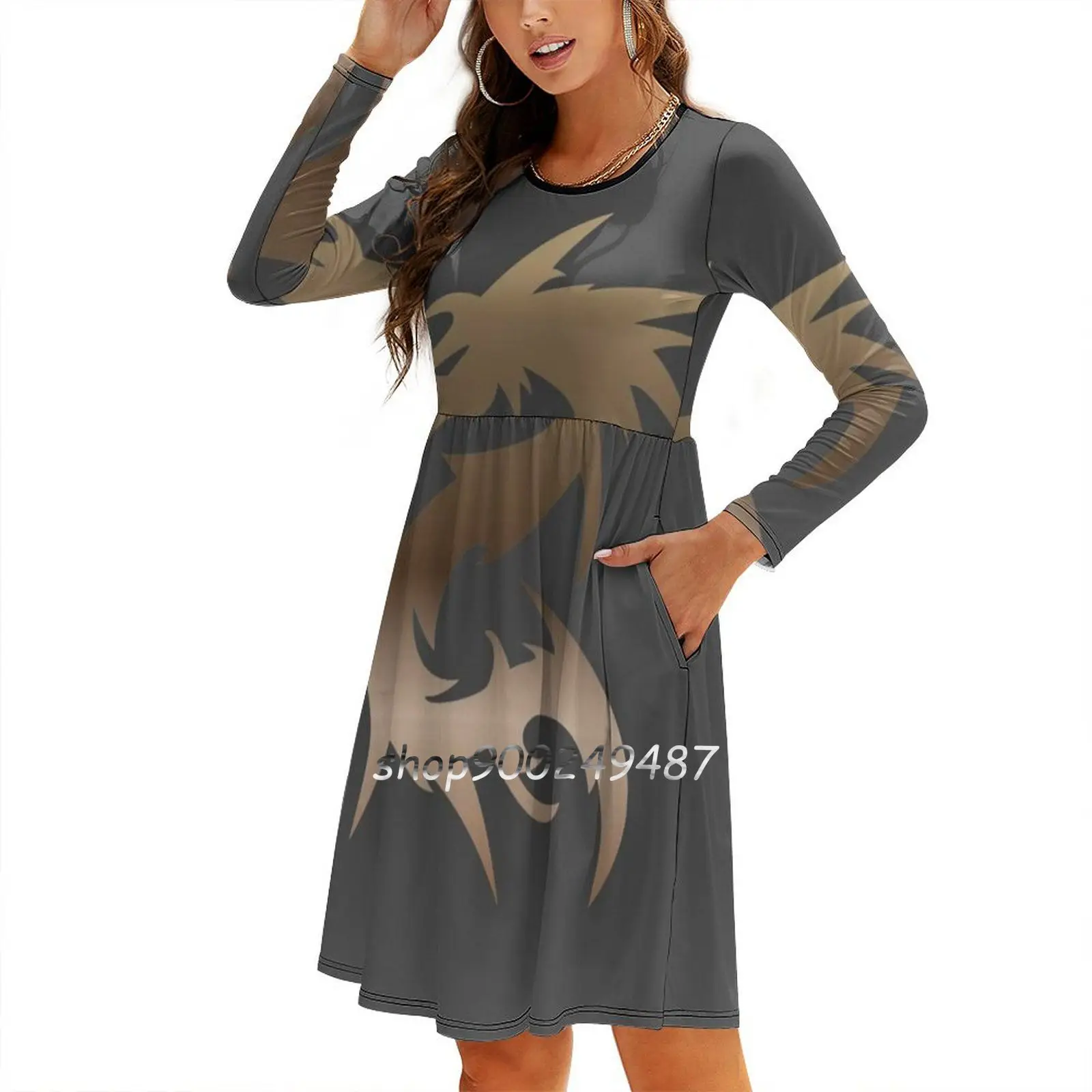 Dnd Dragon Темно-эфектное коричневое платье-клеш с градиентом Платье квадратным