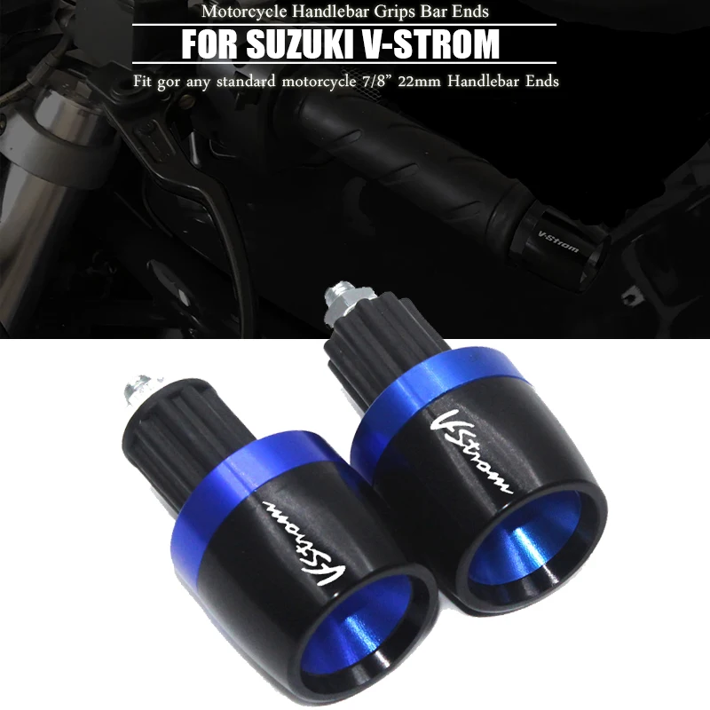 For DL650 V-STROM DL 650 VSTROM 2004-2009 7/8'' 22MM Motorcycle Handlebar Grips Handle Bar Cap End Plugs