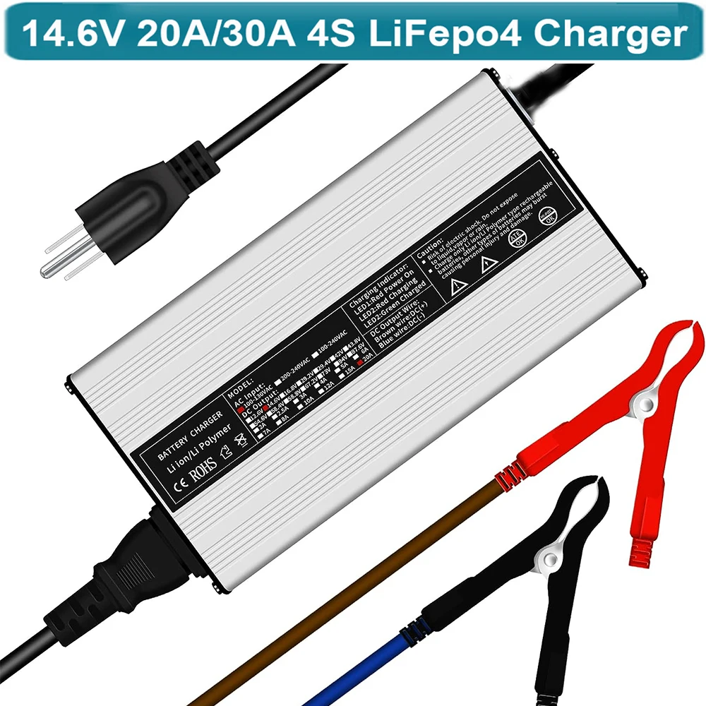 

12V 30A LifePO4 Battery Charger 14.6V Smart Maintainer Charger for Lithium Iron Rechargeable Batteries of Car, Truck, Boat, RV