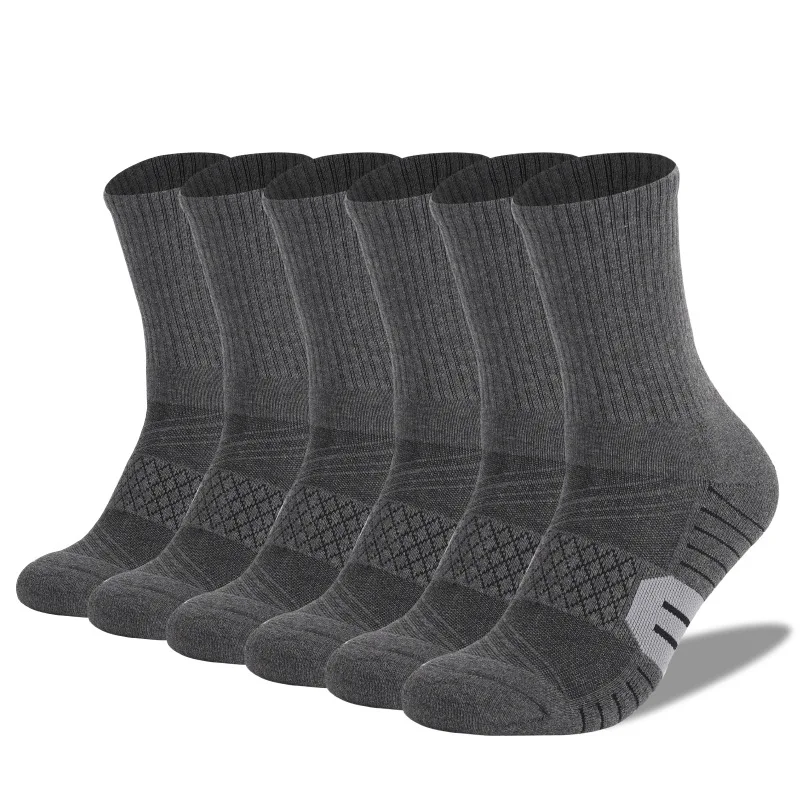 6 Pairs Sports Running Socks Men/Women Performance Outdoor Thick Cushion Sweat-absorbent Athletic Walking Hiking Mid-tube Sock