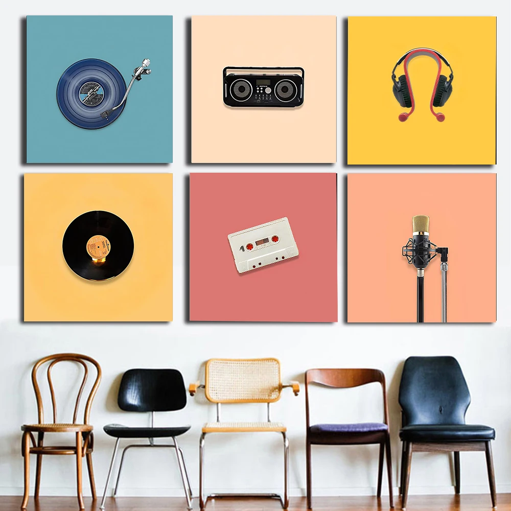 

Funny Music Microphone Radio Colorful Poster Prints For Living Room Home Decor Nordic Minimalism Canvas Painting Wall Art Mural