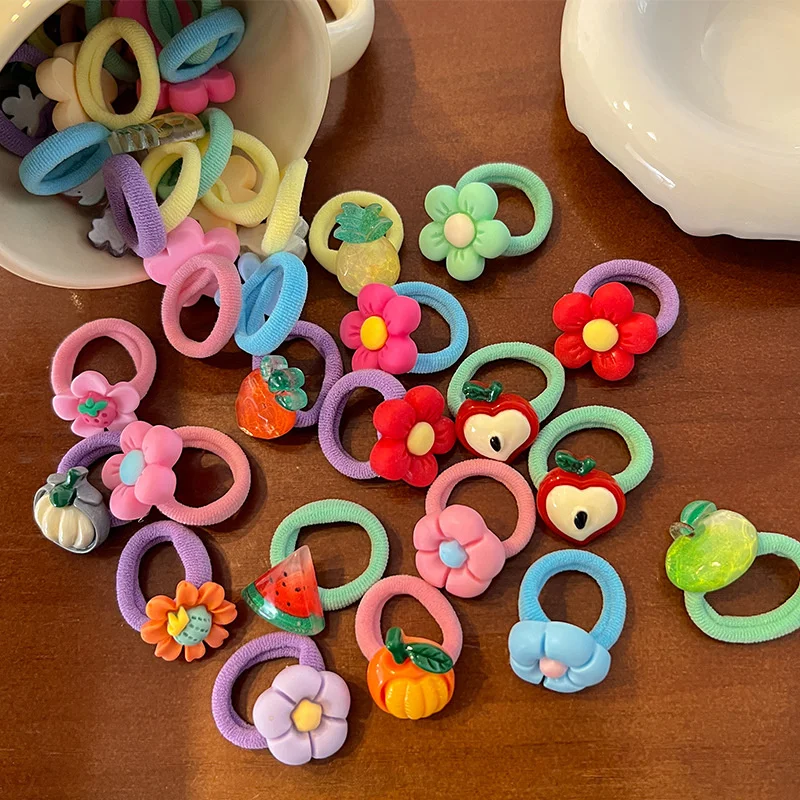 

YW GAIRU 10Pcs Thumb Hair Ring Children's Not Hurt Hair Rubber Band Tied Head High-Value Fruit Head Rope Female 2022 New