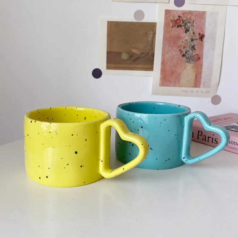 

INS Korean Style Ceramic Splash Ink Wave Dot Mug Ice Coffee Cups Milk Mark Tea Cup Fashion MORANDI INS Office Mug Couples Cup