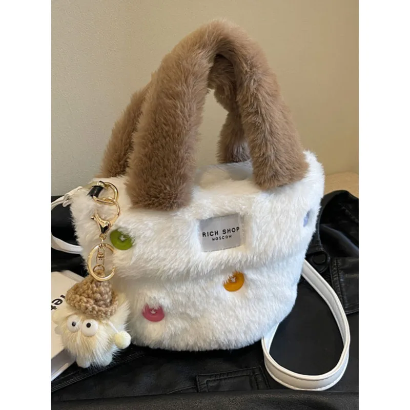 Осенне-зимняя Милая пушистая Сумочка модная женская Портативная сумка-мешок на