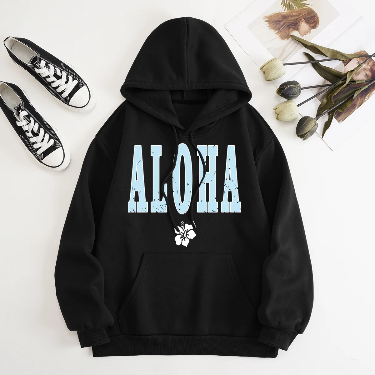 

Autumn/Winter2023 New Fashion Long Sleeve Printed Hoodies Front Pocket Inside Fleece Pullover Sweater Sweatshirts Hip Hop Unisex
