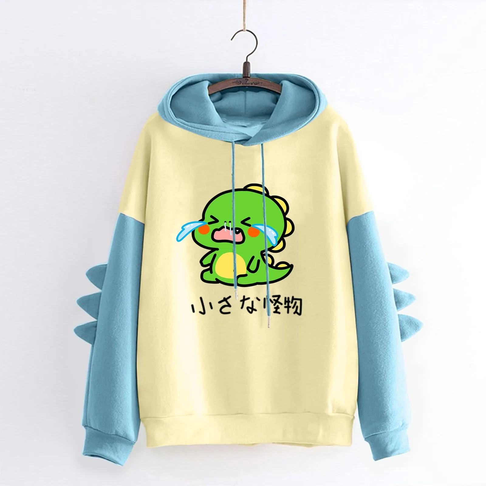 

Fleece Sweater Women Ladies Fashion Hooded Long Sleeve Stitching Dinosaur Taste Printed Fleece Top Womens Size Large Hoodies