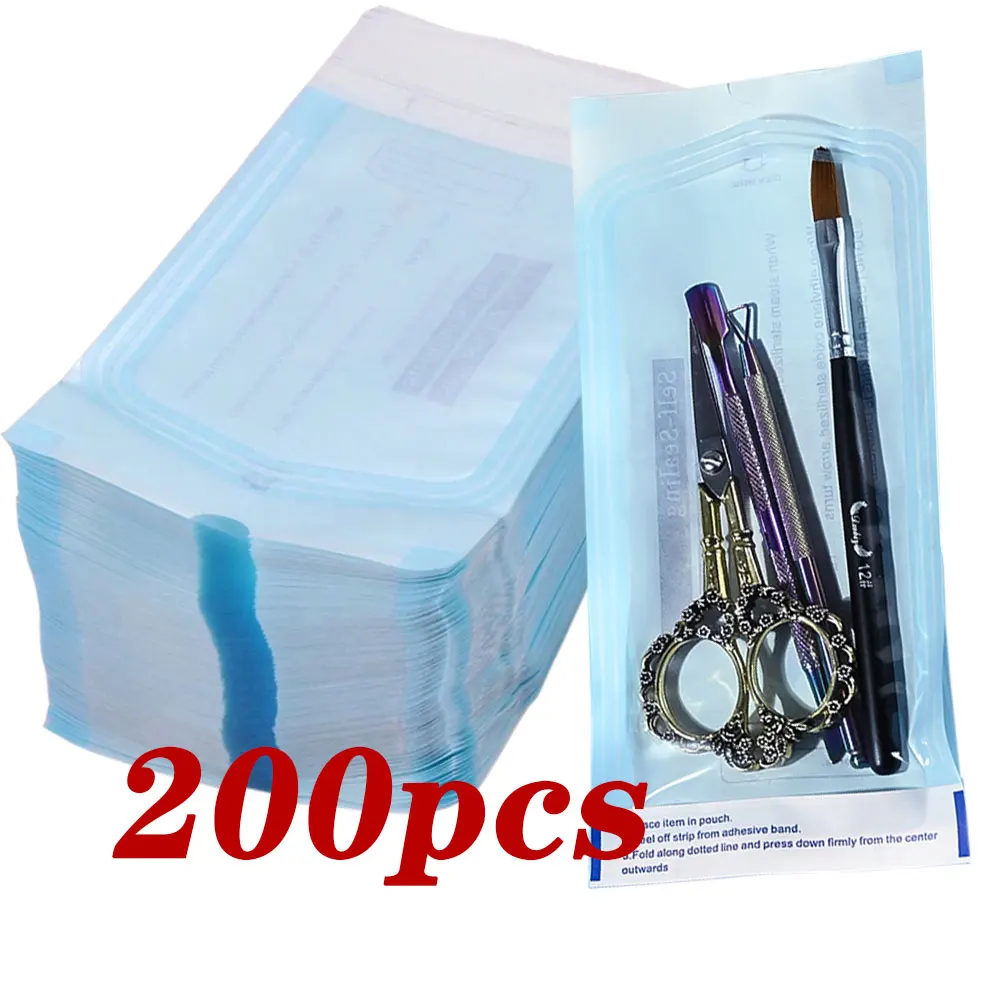 200 шт./упаковка одноразовые пакеты для стерилизации ногтей 26 х14 см