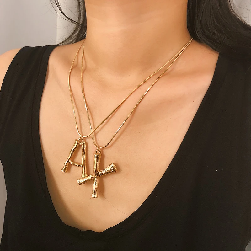 

New Jewelry for Women 2022 Capital 26 English Letter Necklace Long Sweater Chain Pendant Necklace Women Vintage Jewelry Collares