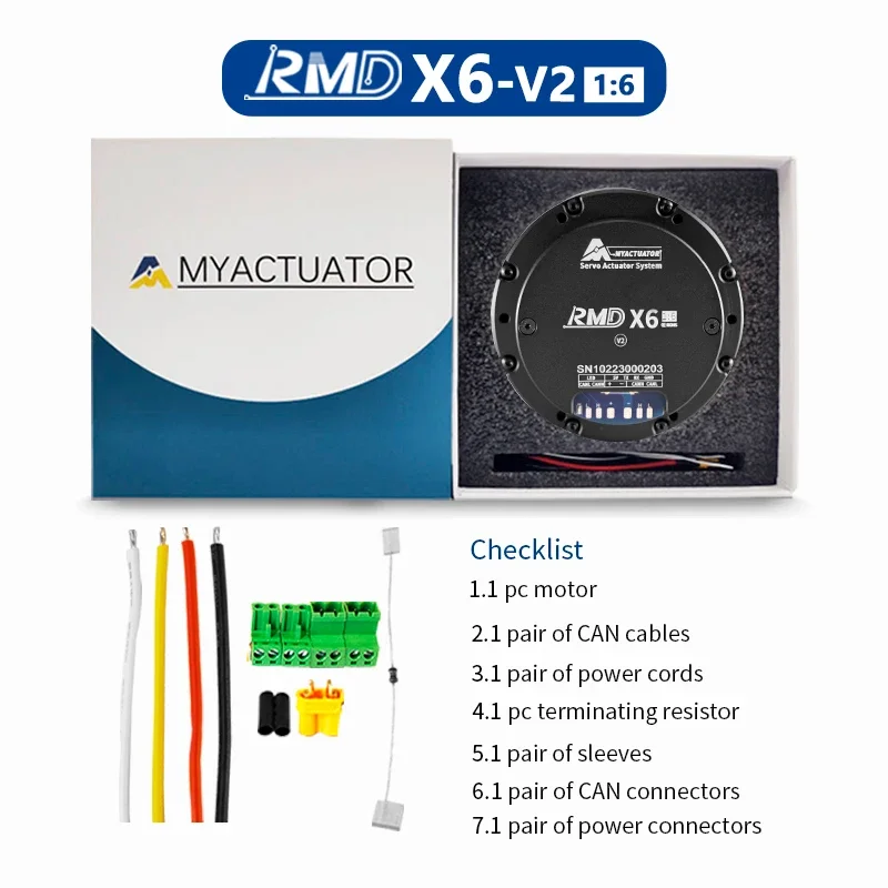 Фото 2026 MYACTUATOR BLDC Серводвигатель с энкодером RMD-X6 V2 1:6 48В DC, высокоточный планетарный редукторный двигатель для экзоскелетов №5