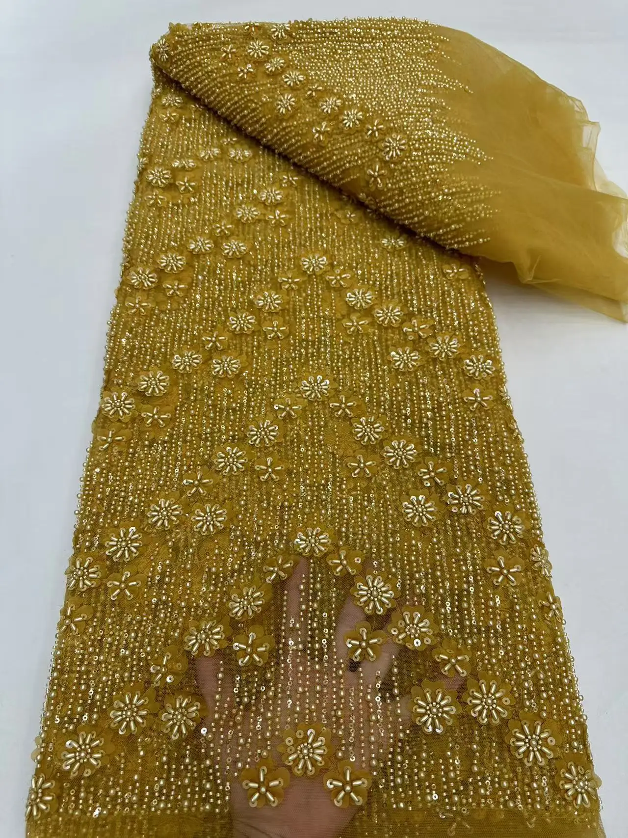 Роскошная африканская кружевная ткань с вышивкой бисером 2024 высококачественная