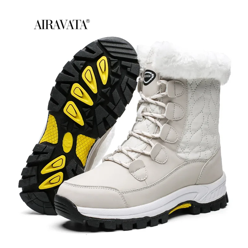 Sneaker Women Winter Boots Keep Warm Mid-Calf Snow Shoes Women Lace-up Comfortable Ladies Sneakers Zapatos Deportivos