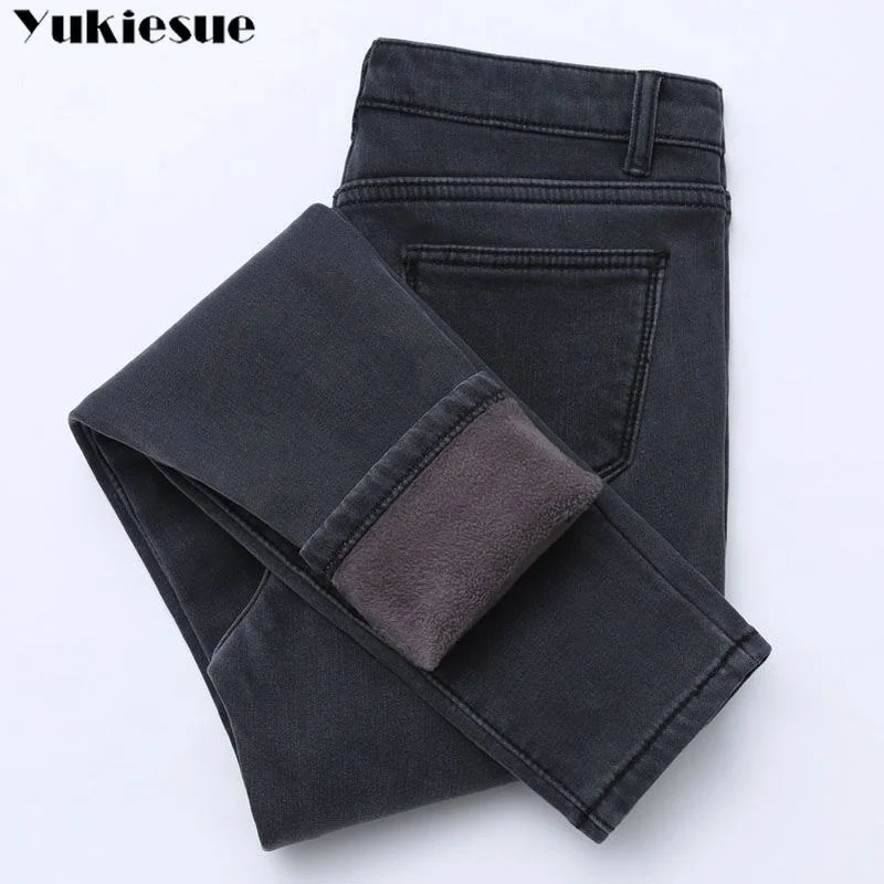 

2022 Winter Jeans For Women high Waist Jeans Female Trousers Thickened Jeans clothe Velvet Thick Warm push up mom Jeans woman