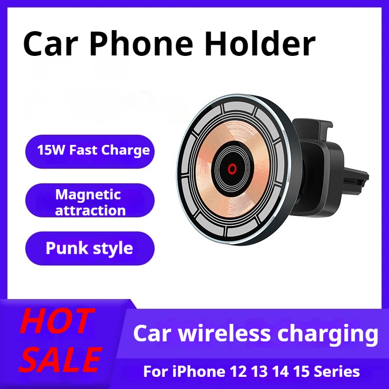 Магнитный автомобильный держатель для телефона 15 Вт быстрая беспроводная