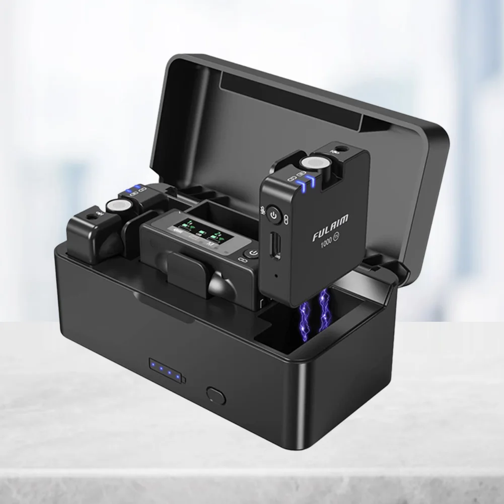 

LCD Screen Lapel Microphone with Charging Box Lavalier Lapel Mic DSP Noise Reduction Interview Conference for Smart Phone Laptop