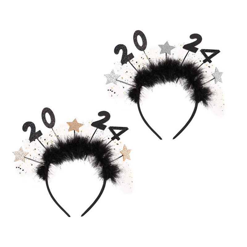 

2024 Headband Happy New Year Headband 2024 New Year Headband Star Headband New Year Hair Hoop New Year Party Headwear