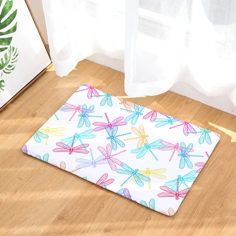 

Коврик перед входной дверью "Welcome" абсорбирующий напольный коврик для ванной и кухни, домашний ковер со стрекозой, противоскользящий ковер д...