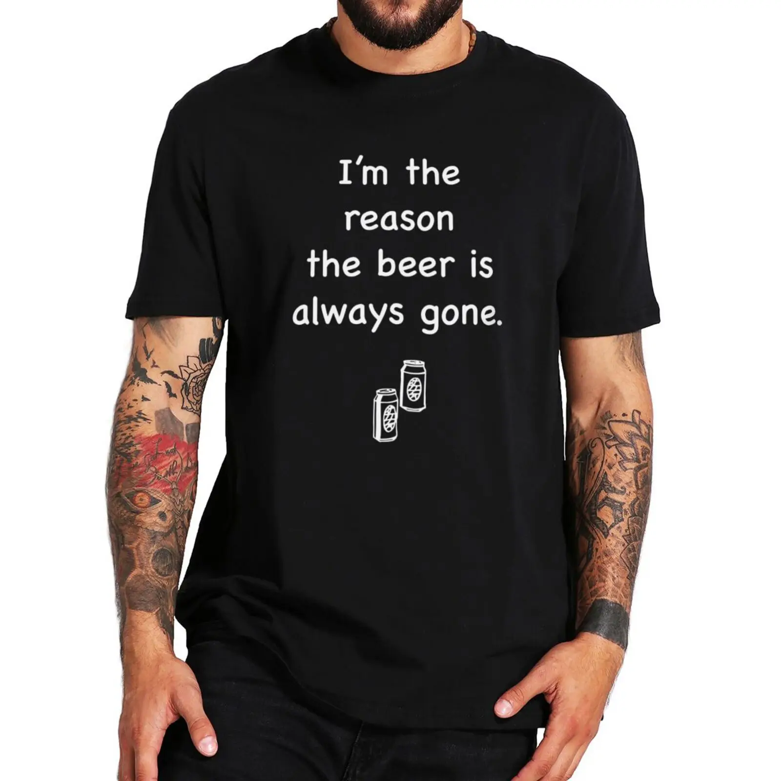 

Я причина, что пиво всегда вышло, футболка, забавные подарочные топы для влюбленных, пап, европейские размеры, 100% хлопковые футболки Unsiex