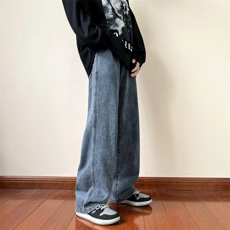Autumn Baggy Jeans Men Fashion 4 Colors Oversized Wide Leg Jeans Men Streetwear Hip Hop Loose Straight Denim Pants Mens Trousers