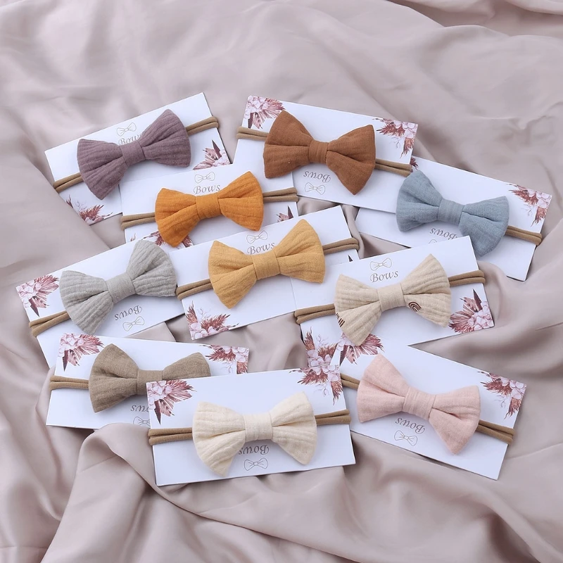 

Stretchy Knot Handmade Hair Bows Soft Cotton Solid Color Hair Bands Fashion Princess Bowknot Hair Band Newborn Headdress