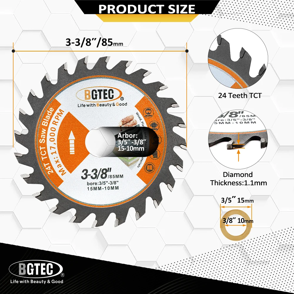 

Режущий диск BGTEC TCT 75/85 мм 24Т для дерева