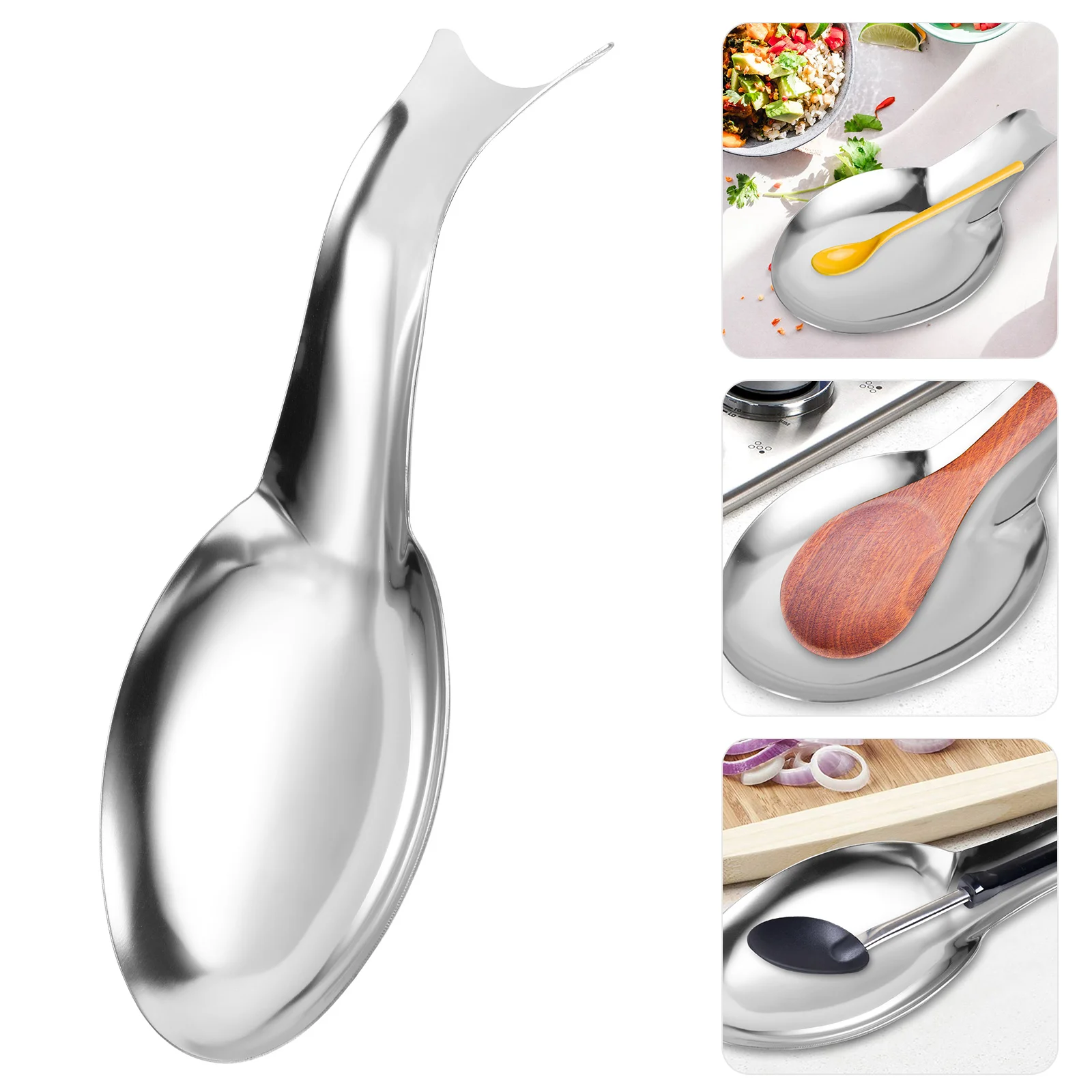

Pot Lid Stand Ladle Rest Chopsticks Spoon Stainless Steel Scoop Metal Spatula Drip Bracket
