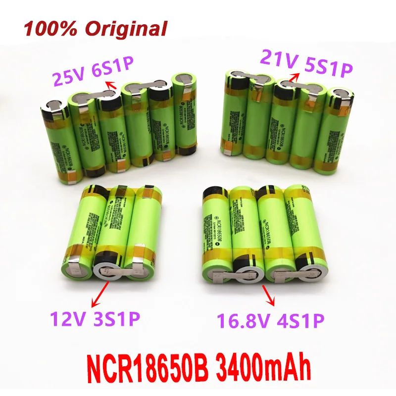 

100% original battery NCR18650 34B 3400mAh for 12V screwdriver battery welding electrode 3S1P 12V battery pack (customized)