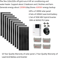 solar panel kit complete 5000w 5kw 220v 110v growatt mppt hybrid controller inverter off grid system home farm bedroom 4hp car