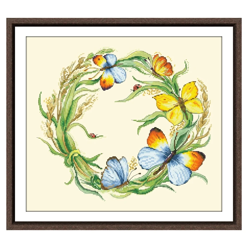 Dance of butterflies cross stitch kit cartton fairy 18ct 14ct 11ct light yellow canvas stitching embroidery DIY wall home decor
