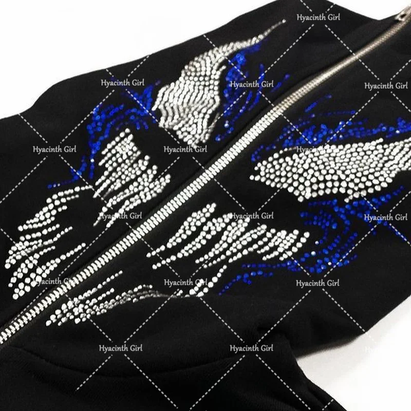 Новинка Стразы украшенная пауком уличная одежда худи Женская Ретро стиль готика