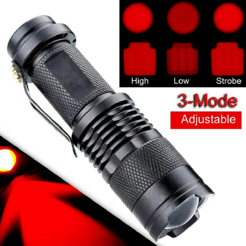 

Portable XPE LED Flashlight Red Light Flashlight ON/OFF Switch Red Torch Flashlight Outdoor Night Light