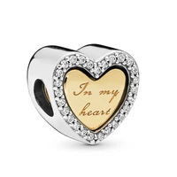 hot sale silver color charms bead in my heart love beads for original pandora charm bracelets bangles jewelry