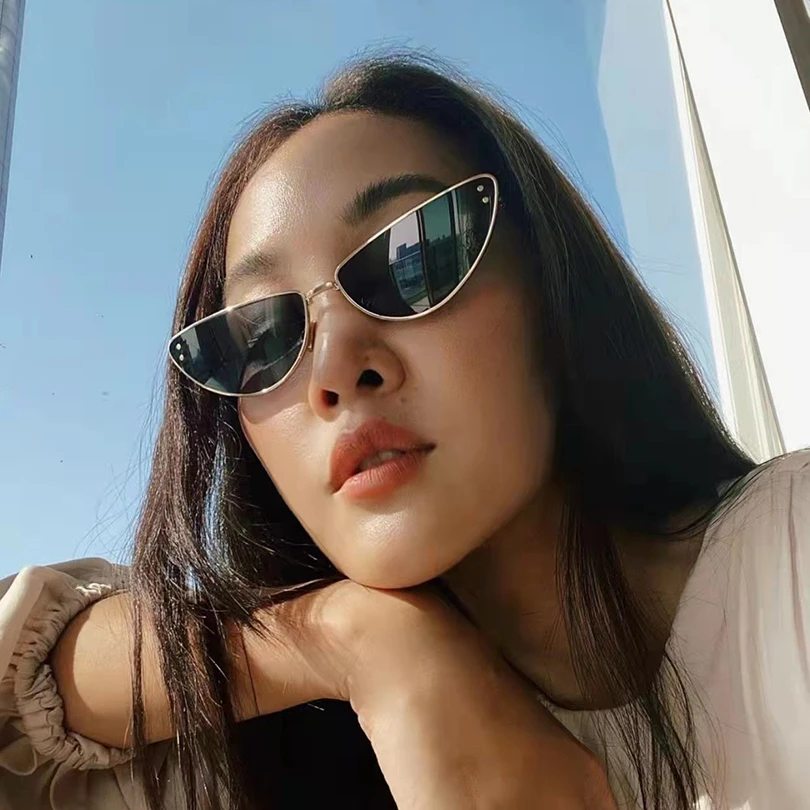 

Metal frame cat eye sunglasses women fashion small sunglasses lady eyewear