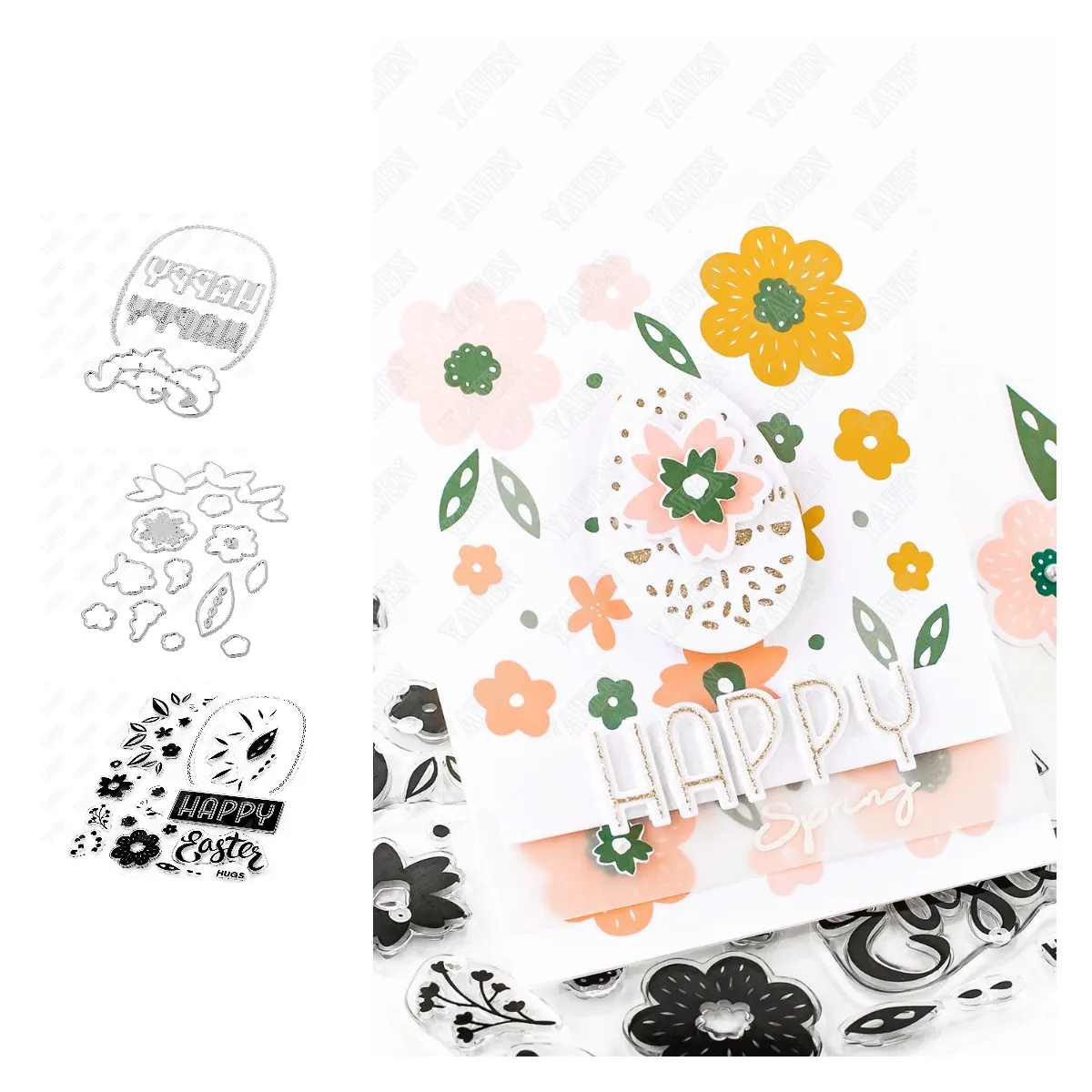 

Happy Easter Stamp Set New Metal Cutting Dies Stamps Scrapbook Diary Decoration Embossing Cut Dies Template Diy Greeting Card