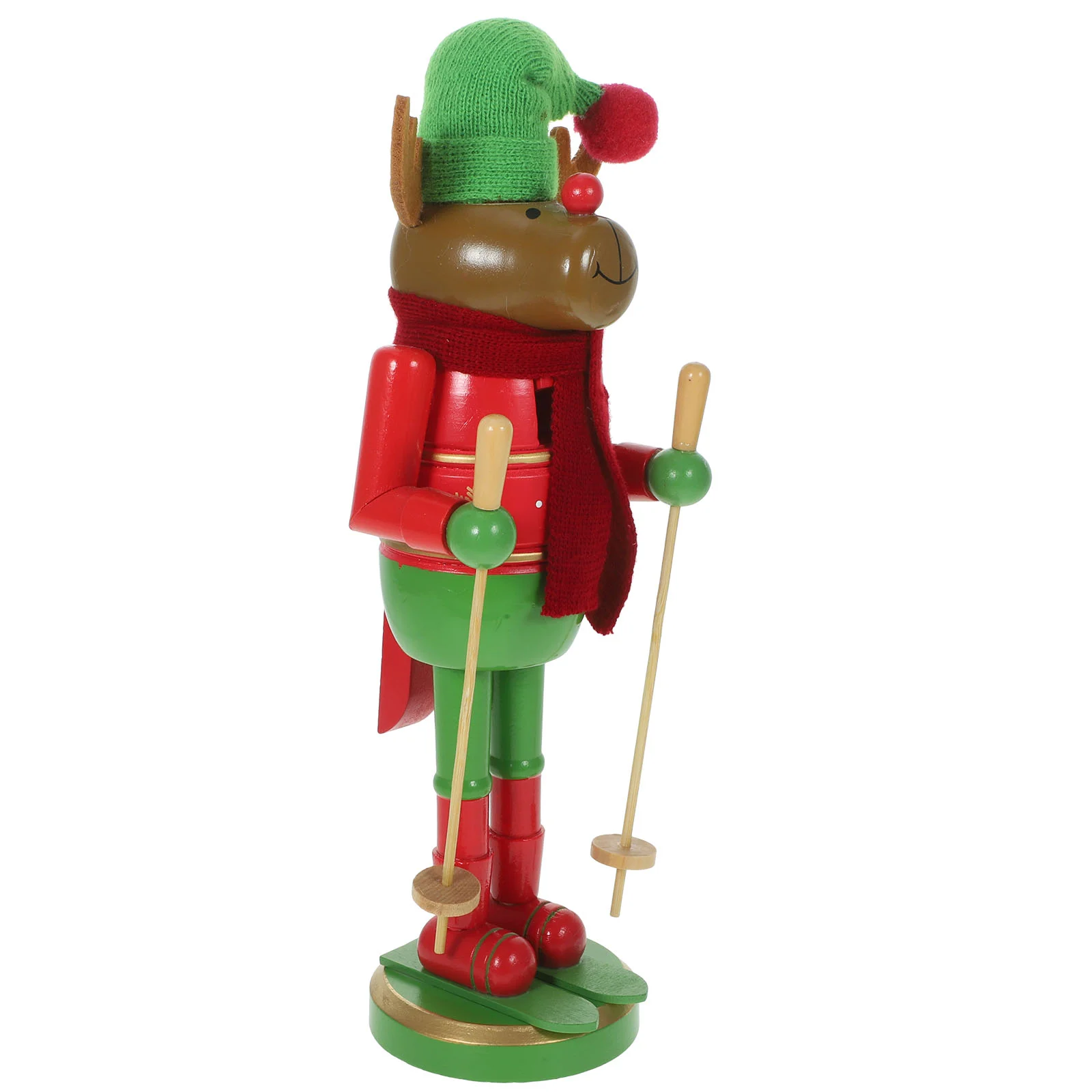 

Christmas Skiing Nutcracker Decoration Wooden Nutcracker Xmas Tabletop Ornament