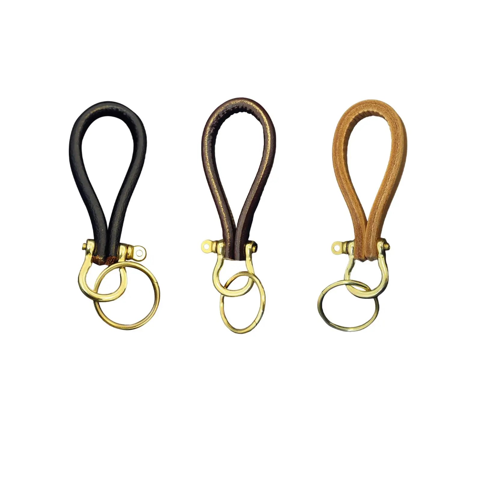 

PU Leather Keychain Brass Buckle with D Gift Key Chain Holder
