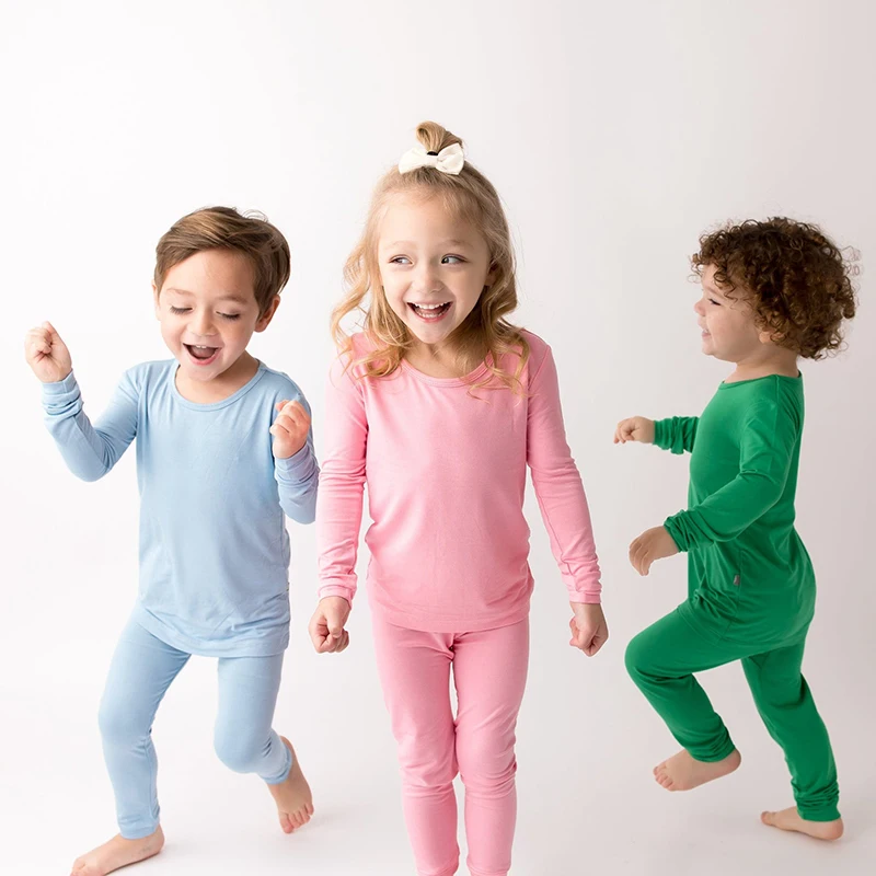 

New Children's Clothing Sets Boys Sleepwear Clothes Solid Color Pajamas Set Baby Girls Cotton Pijamas Bamboo Fiber Pyjamas Kids